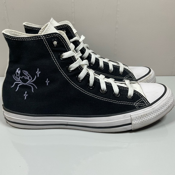 Chuck Taylor High Top Converse Zodiac Horoscope Cancer  8 M 10 W Shoes Black - Picture 1 of 9